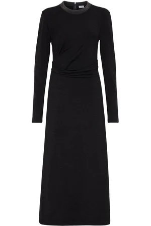 Brunello Cucinelli Monili-trim gathered dress