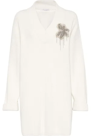 Brunello Cucinelli Bead-embellished cashmere dress