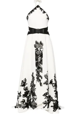 Saiid Kobeisy Floral-embroidered neoprene gown