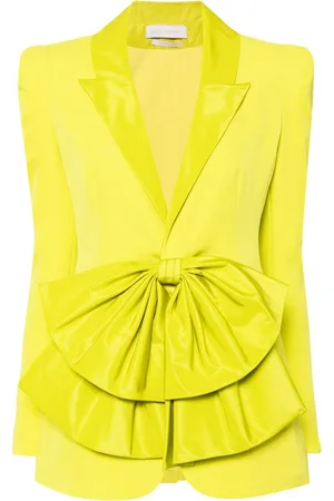 Saiid Kobeisy Crepe tailored jacket with taffeta collar and bow