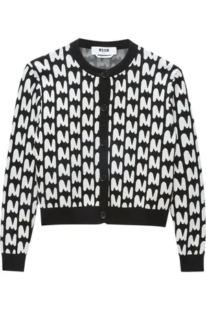 Msgm Intarsia-knit logo cardigan
