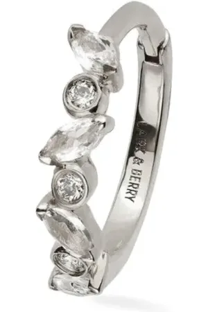 Lark & Berry 14kt white gold large Veto diamond and sapphire hoop earring