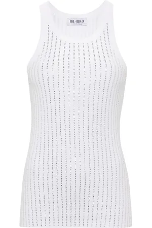 The Attico Rhinestone-embellished cotton tank top