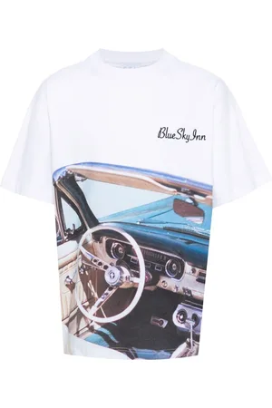 BLUE SKY INN Car-print cotton T-shirt