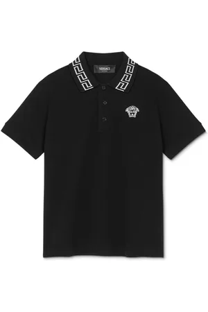 VERSACE Greca-detail cotton polo shirt