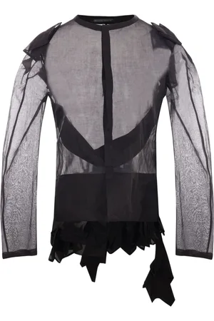 YOHJI YAMAMOTO Asymmetric-hem sheer organza top