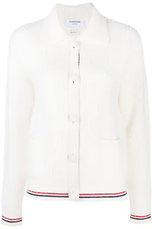 Thom Browne RWB stripe-detailing waffle-knit cardigan
