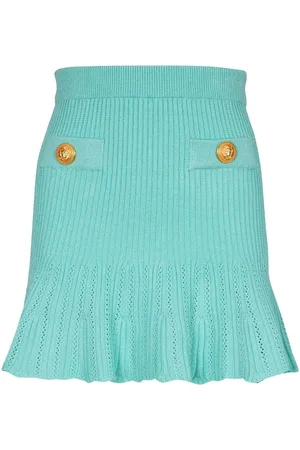 Balmain Peplum-hem knitted mini skirt