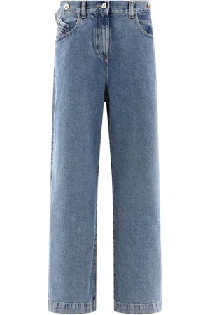 The Attico Embroidered-logo straight-leg jeans