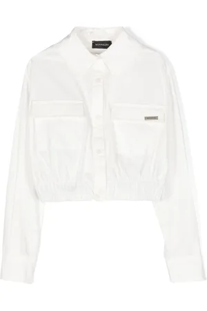 MONNALISA Logo-plaque poplin shirt