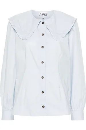 Ganni Puritan-collar cotton shirt
