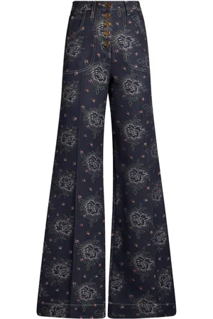 Etro Floral-jacquard flared jeans