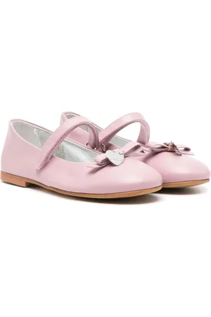 MONNALISA Bow-detail leather ballerina shoes