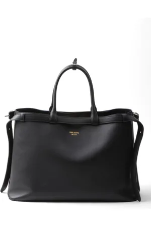 Prada Buckle double-belt leather tote bag
