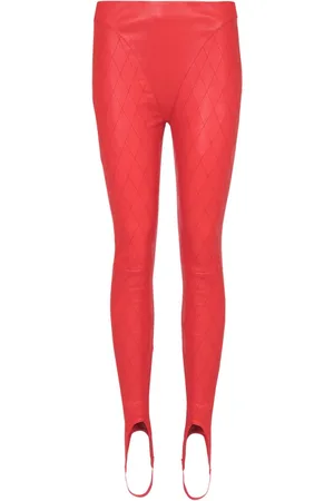 Balmain Quilted leather stirrup leggings
