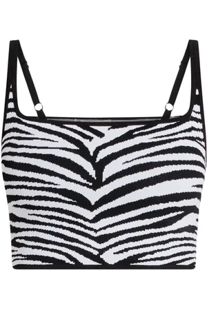 Michael Kors Cropped zebra-intarsia tank top