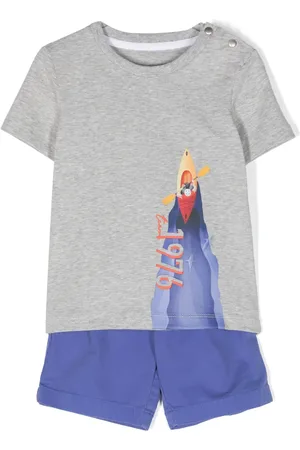 Lapin House Graphic-print cotton-blend shorts set