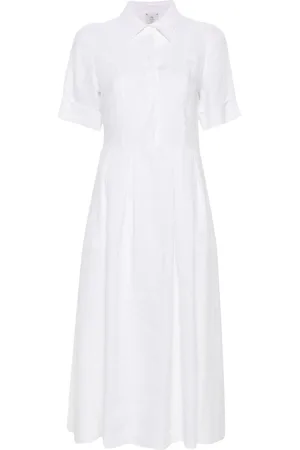 ELEVENTY Linen short-sleeves midi dress