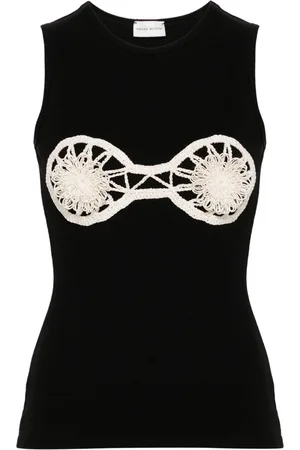 MAGDA BUTRYM Floral-appliqué ribbed tank top