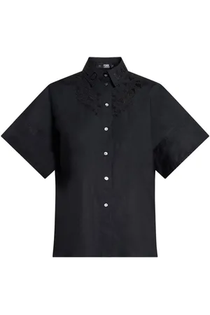 Karl Lagerfeld Embroidered short-sleeve organic cotton shirt