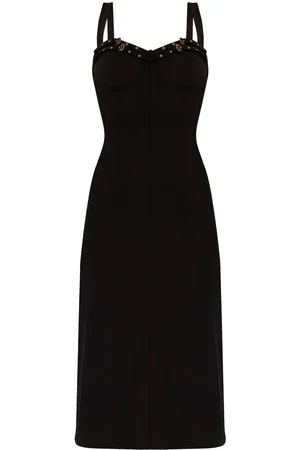 VERSACE Buckled-trim midi dress