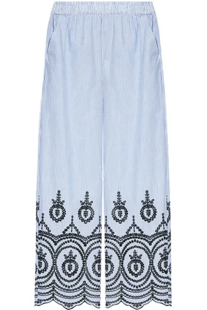 Munthe Embroidered-motif striped trousers