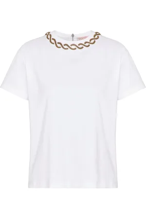 VALENTINO GARAVANI Bead-trim cotton T-shirt