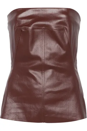 Rick Owens Coated-denim bustier top