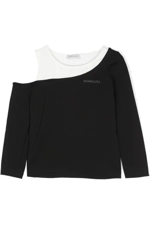 MONNALISA Rubberised-logo asymmetric T-shirt