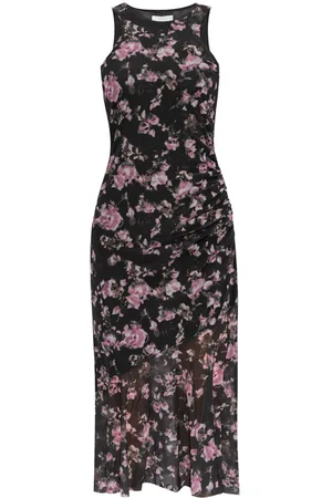 Ganni Floral-print mesh midi dress