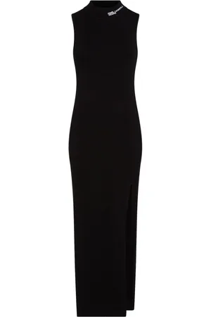 Karl Lagerfeld Logo-embroidered sleeveless knitted dress