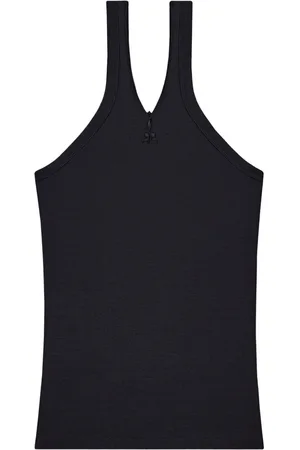 Courrèges Logo-embroidered ribbed tank top