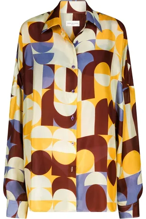 DRIES VAN NOTEN Geometric-print silk shirt
