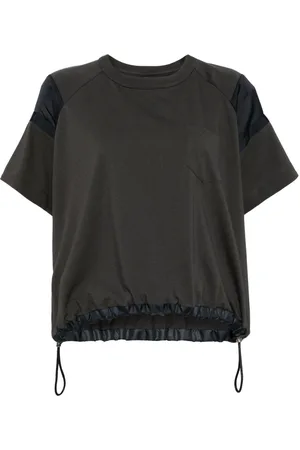 SACAI Panelled drawstring-hem T-shirt