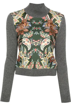 Etro Floral contrast-panel jumper