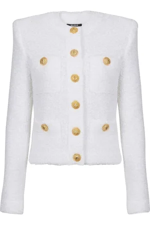 Balmain Miami logo-buttons tweed jacket