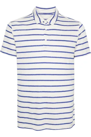 Majestic Striped linen-blend polo shirt