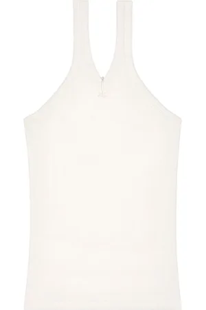 Courrèges Logo-embroidered ribbed tank top