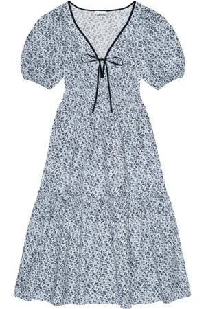 Ganni Printed V-neck midi dress
