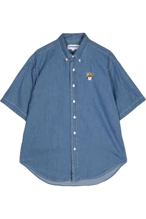 Chocoolate Bear-appliquéd denim shirt