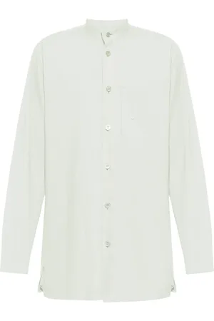 Issey Miyake PL Ramie folded-yoke shirt