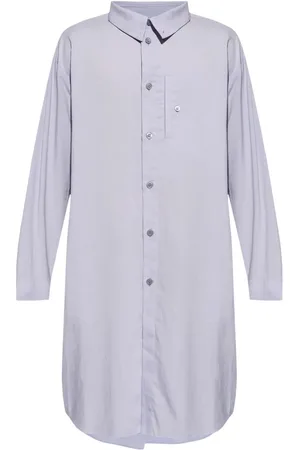 Issey Miyake PL Ramie folded-yoke longline shirt