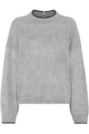 Brunello Cucinelli Contrasting-trim brushed jumper