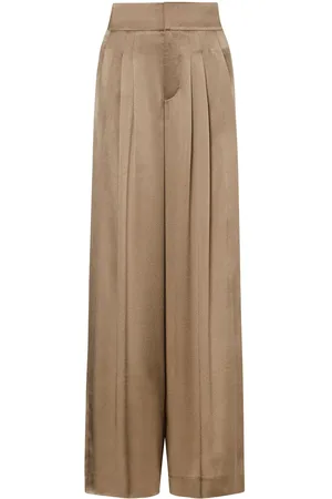 Alberta Ferretti Silk-satin palazzo trousers