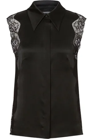 Alberta Ferretti Floral-lace sleeveless shirt