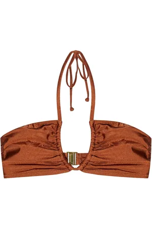Ganni Metallic-threading bikini top