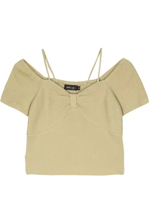 tout a coup Gathered-detail ribbed crop top