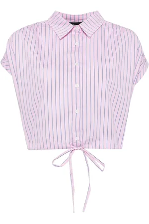 tout a coup Striped cap-sleeves cropped shirt