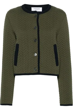 Thom Browne Herringbone quilted-jacquard cardigan