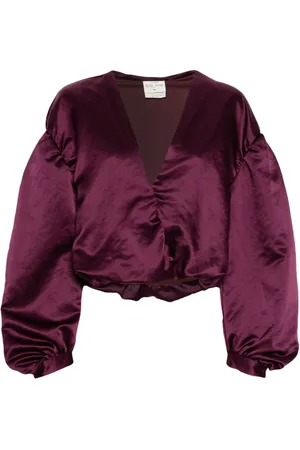FORTE FORTE Satin V-neck cropped blouse